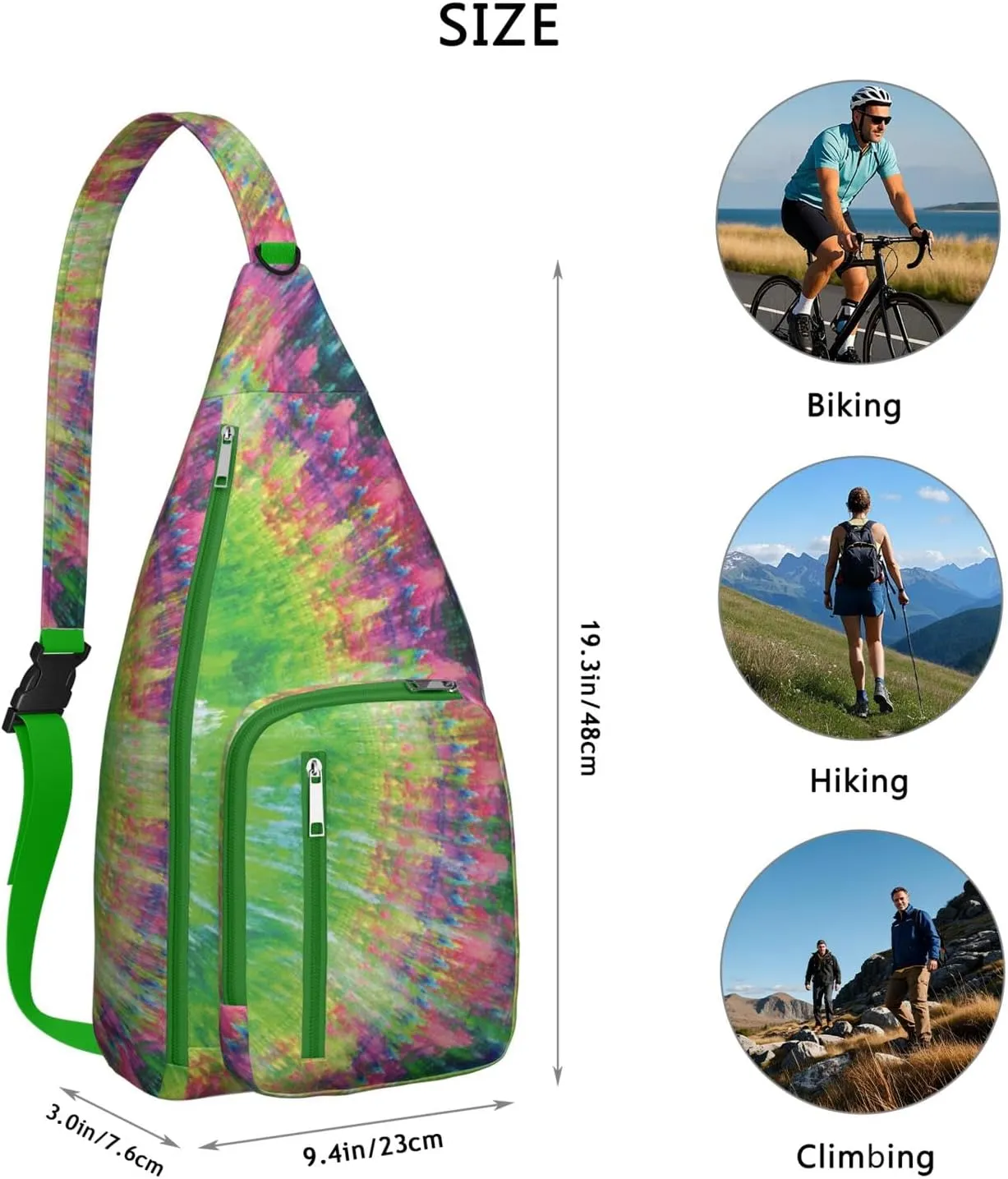 Shoulder Sling Crossbody Casual Chest Bag For Travel Sports Running,Backpack for Men & Women Lightweight Sports BagCrossbody Concealed Carry,Tie dye Shoulder Bag Waterproof Chest Bag