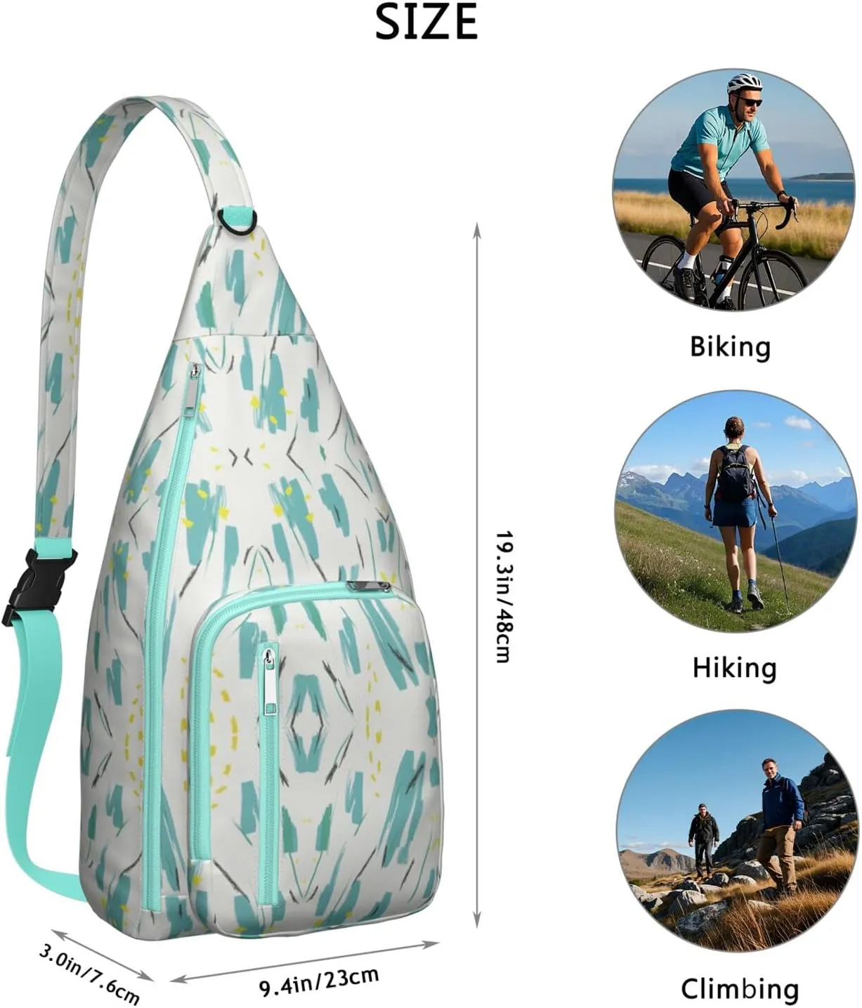 Shoulder Sling Crossbody Casual Chest Bag For Travel Sports Running,Backpack for Men & Women Lightweight Sports BagCrossbody Concealed Carry,Tie dye Shoulder Bag Waterproof Chest Bag