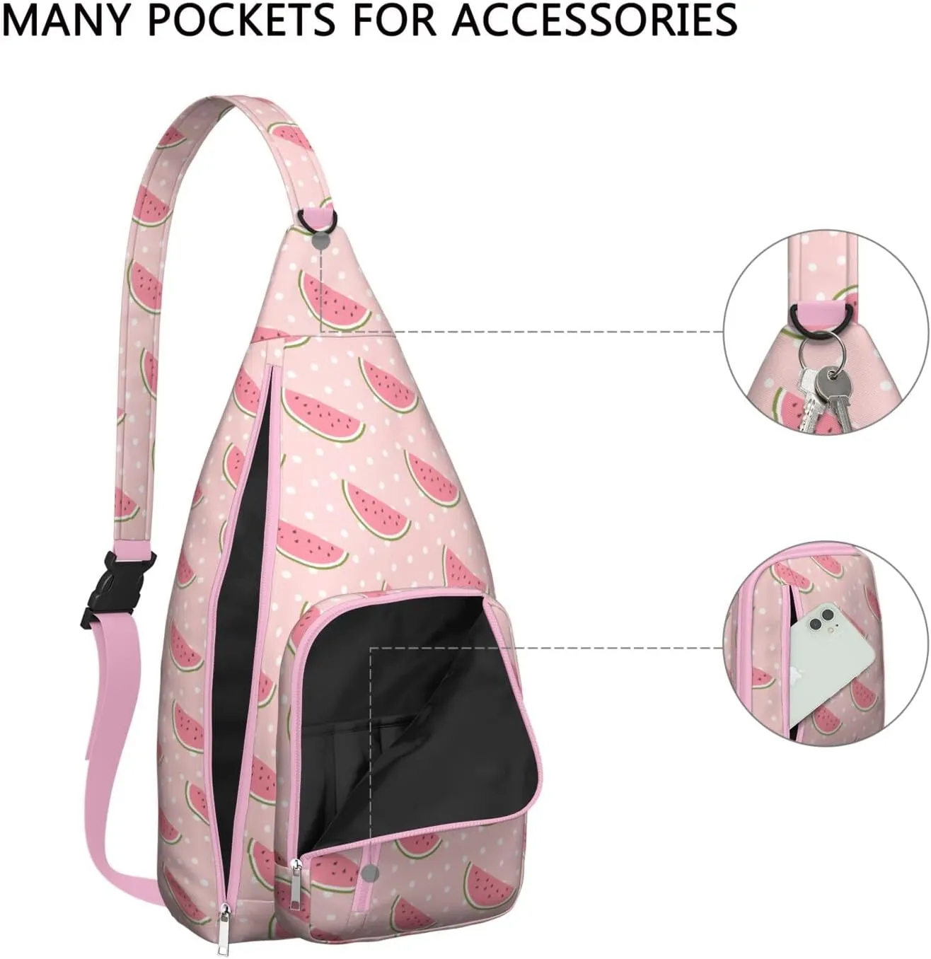 Shoulder Sling Crossbody Casual Chest Bag For Travel Sports Running,Backpack for Men & Women Lightweight Sports BagCrossbody Concealed Carry,Watermelon Shoulder Bag Waterproof Chest Bag