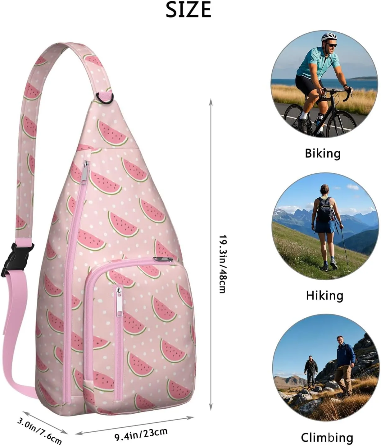 Shoulder Sling Crossbody Casual Chest Bag For Travel Sports Running,Backpack for Men & Women Lightweight Sports BagCrossbody Concealed Carry,Watermelon Shoulder Bag Waterproof Chest Bag