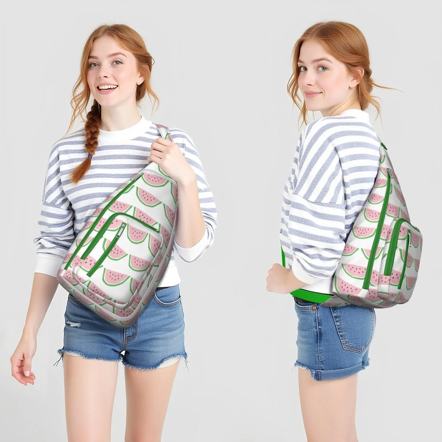 Shoulder Sling Crossbody Casual Chest Bag For Travel Sports Running,Backpack for Men & Women Lightweight Sports BagCrossbody Concealed Carry,Watermelon Shoulder Bag Waterproof Chest Bag