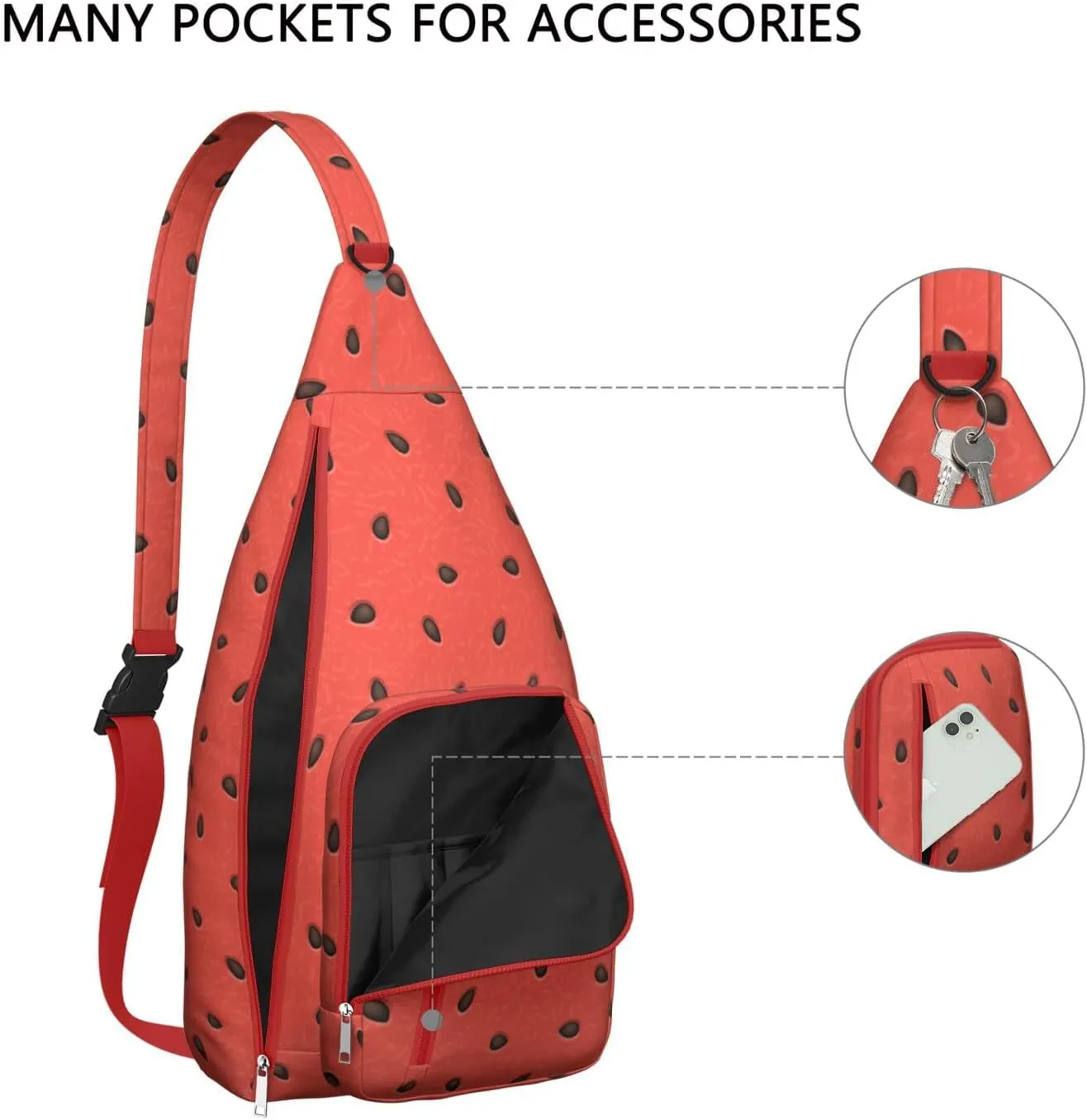 Shoulder Sling Crossbody Casual Chest Bag For Travel Sports Running,Backpack for Men & Women Lightweight Sports BagCrossbody Concealed Carry,Watermelon Shoulder Bag Waterproof Chest Bag