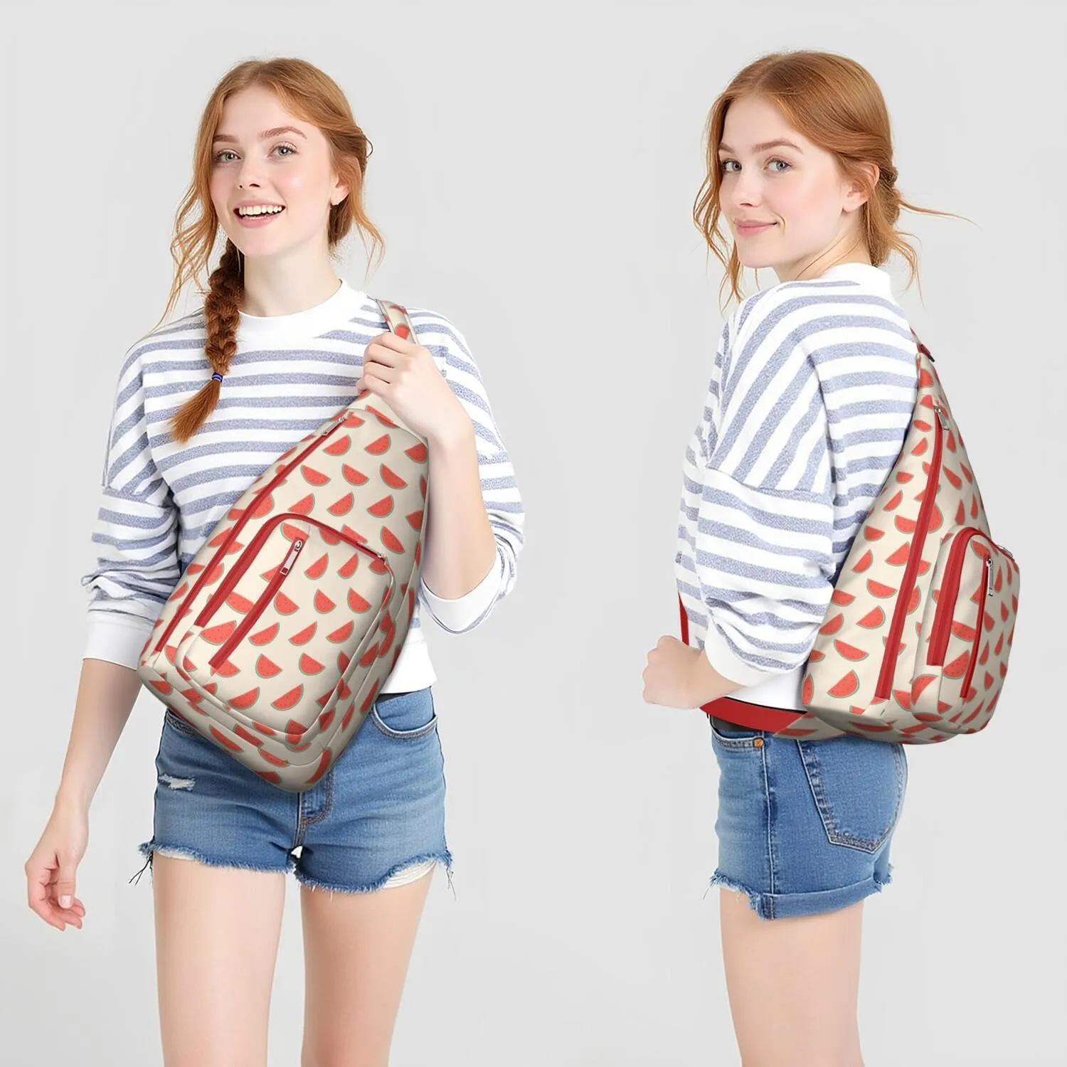 Shoulder Sling Crossbody Casual Chest Bag For Travel Sports Running,Backpack for Men & Women Lightweight Sports BagCrossbody Concealed Carry,Watermelon Shoulder Bag Waterproof Chest Bag