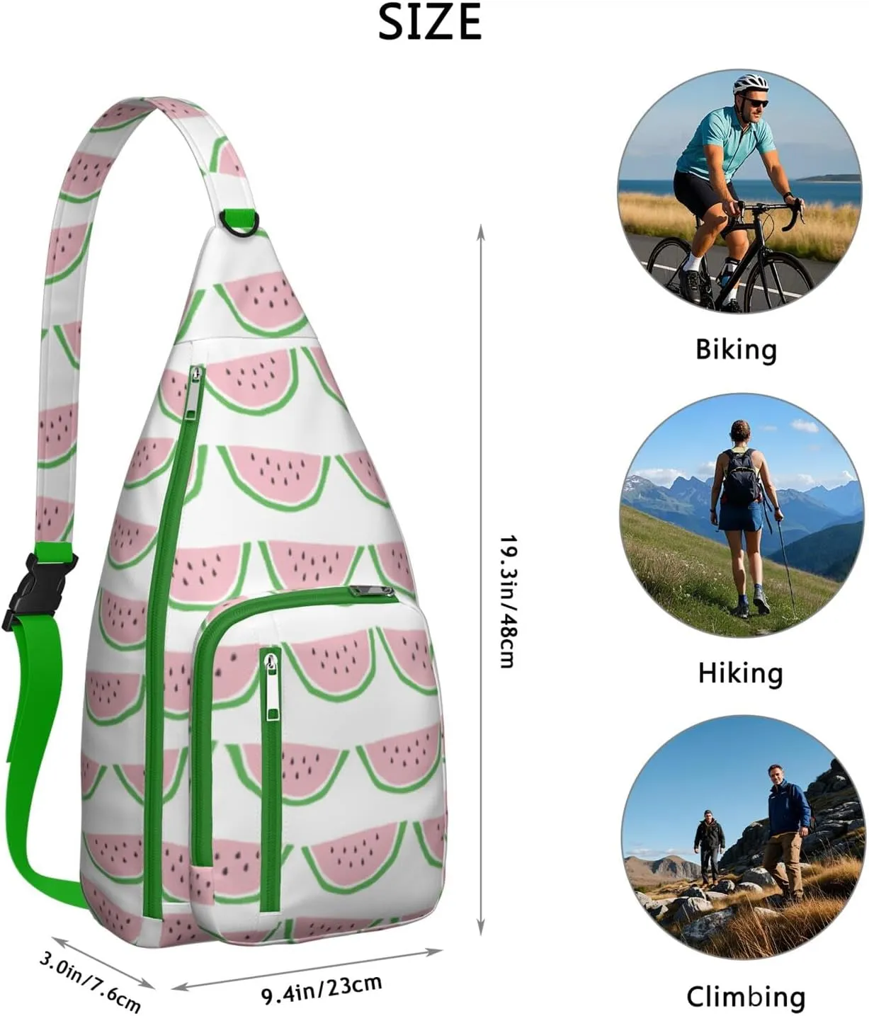 Shoulder Sling Crossbody Casual Chest Bag For Travel Sports Running,Backpack for Men & Women Lightweight Sports BagCrossbody Concealed Carry,Watermelon Shoulder Bag Waterproof Chest Bag