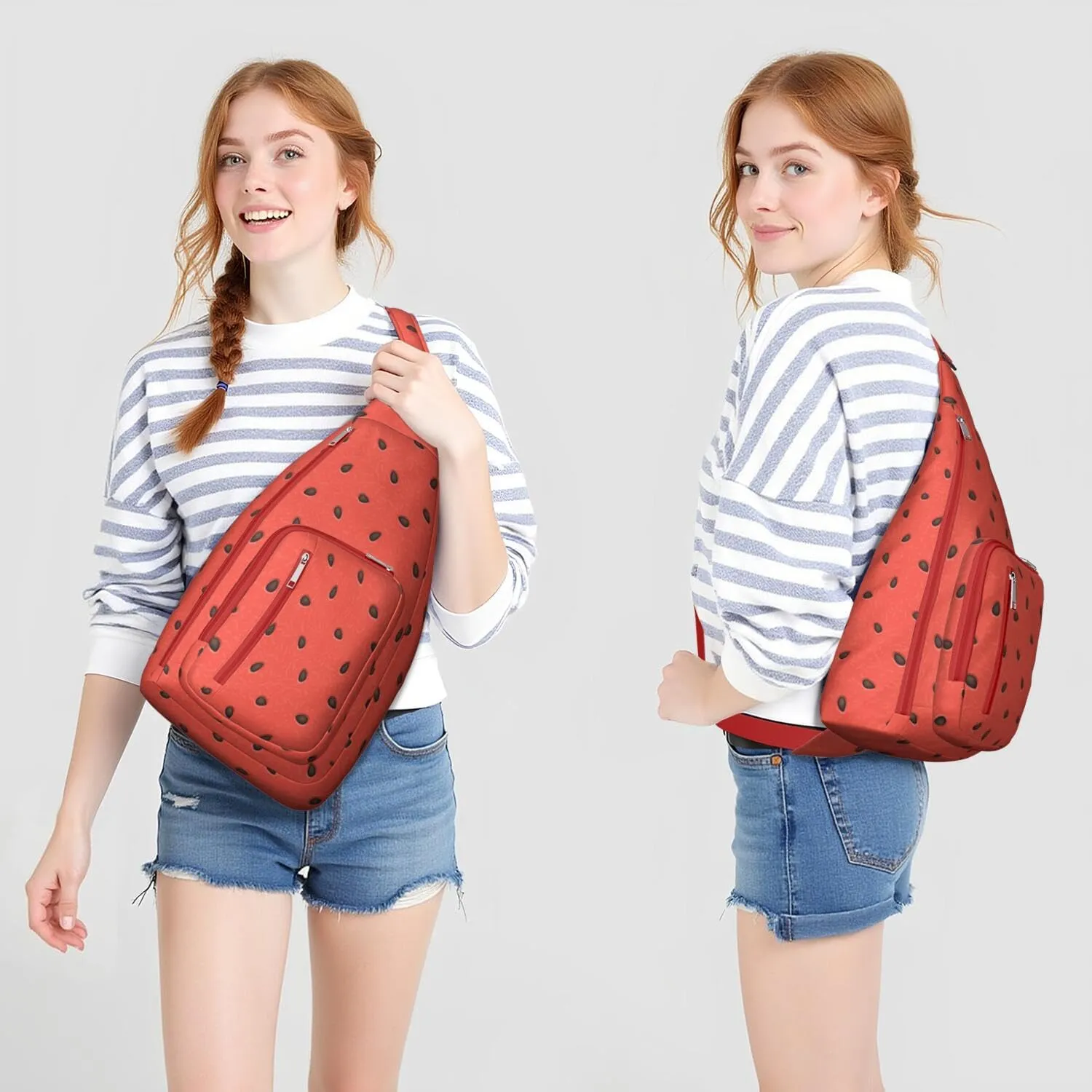 Shoulder Sling Crossbody Casual Chest Bag For Travel Sports Running,Backpack for Men & Women Lightweight Sports BagCrossbody Concealed Carry,Watermelon Shoulder Bag Waterproof Chest Bag