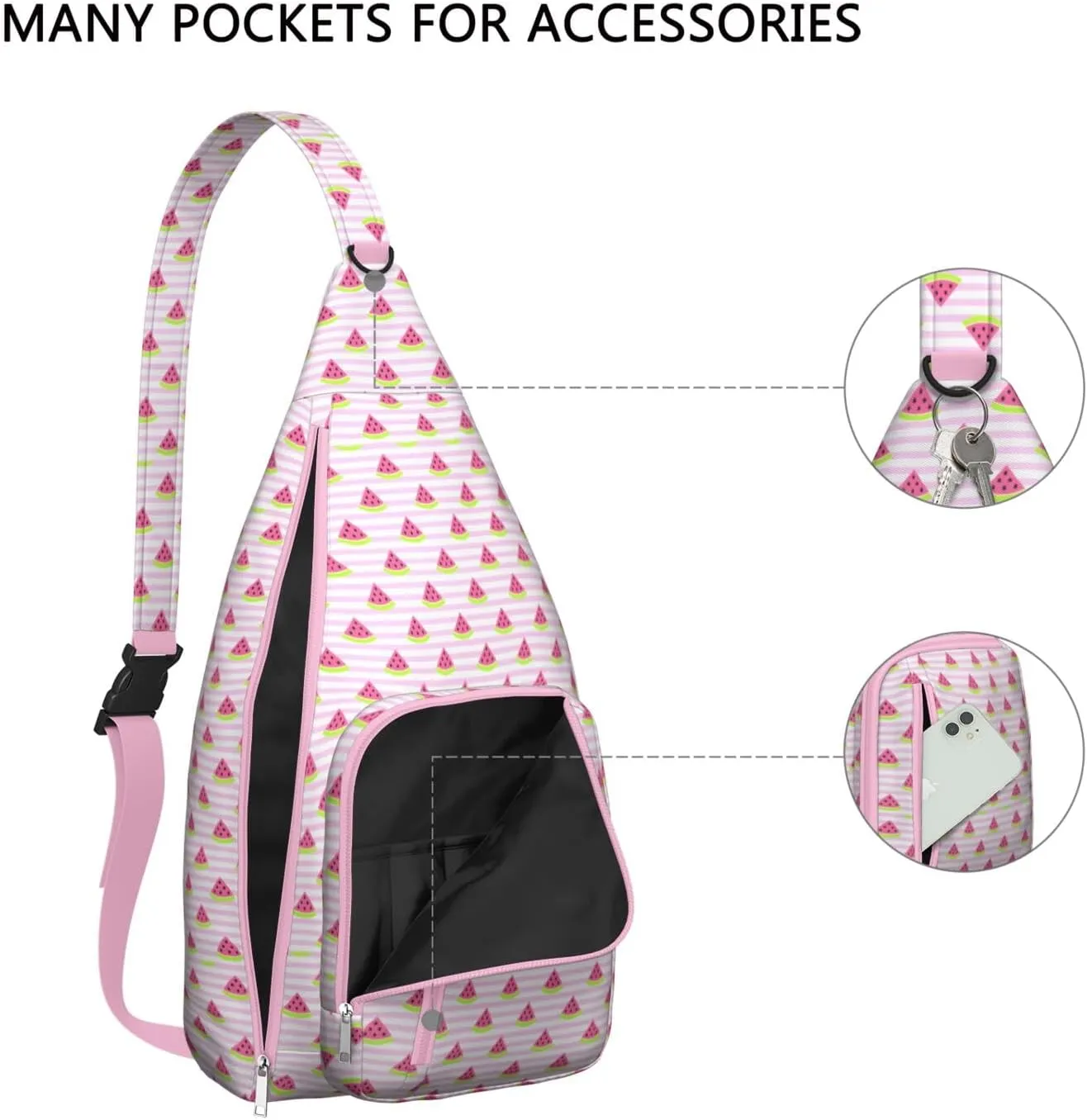 Shoulder Sling Crossbody Casual Chest Bag For Travel Sports Running,Backpack for Men & Women Lightweight Sports BagCrossbody Concealed Carry,Watermelon Shoulder Bag Waterproof Chest Bag