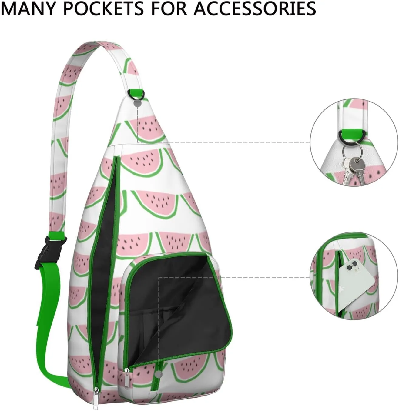 Shoulder Sling Crossbody Casual Chest Bag For Travel Sports Running,Backpack for Men & Women Lightweight Sports BagCrossbody Concealed Carry,Watermelon Shoulder Bag Waterproof Chest Bag