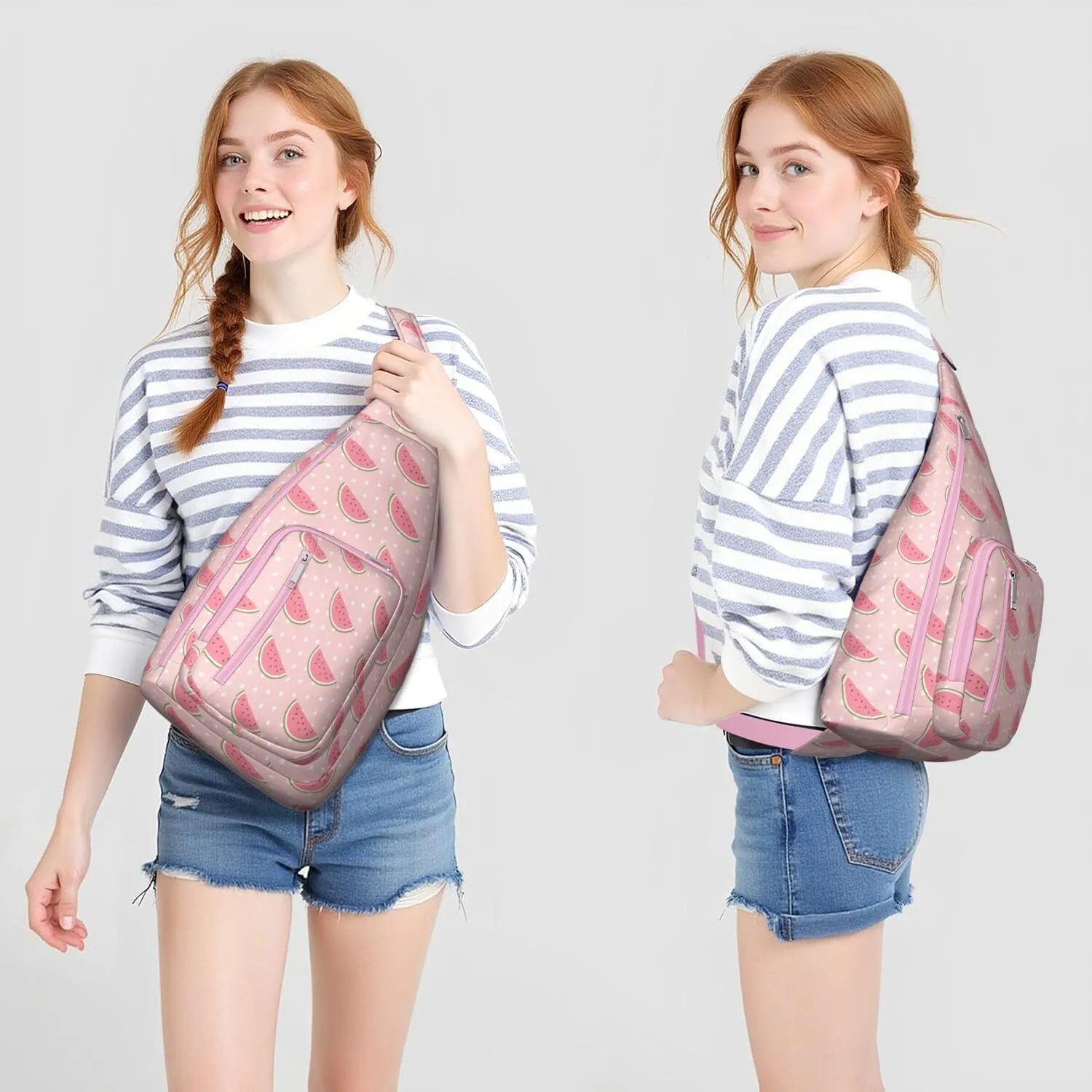 Shoulder Sling Crossbody Casual Chest Bag For Travel Sports Running,Backpack for Men & Women Lightweight Sports BagCrossbody Concealed Carry,Watermelon Shoulder Bag Waterproof Chest Bag