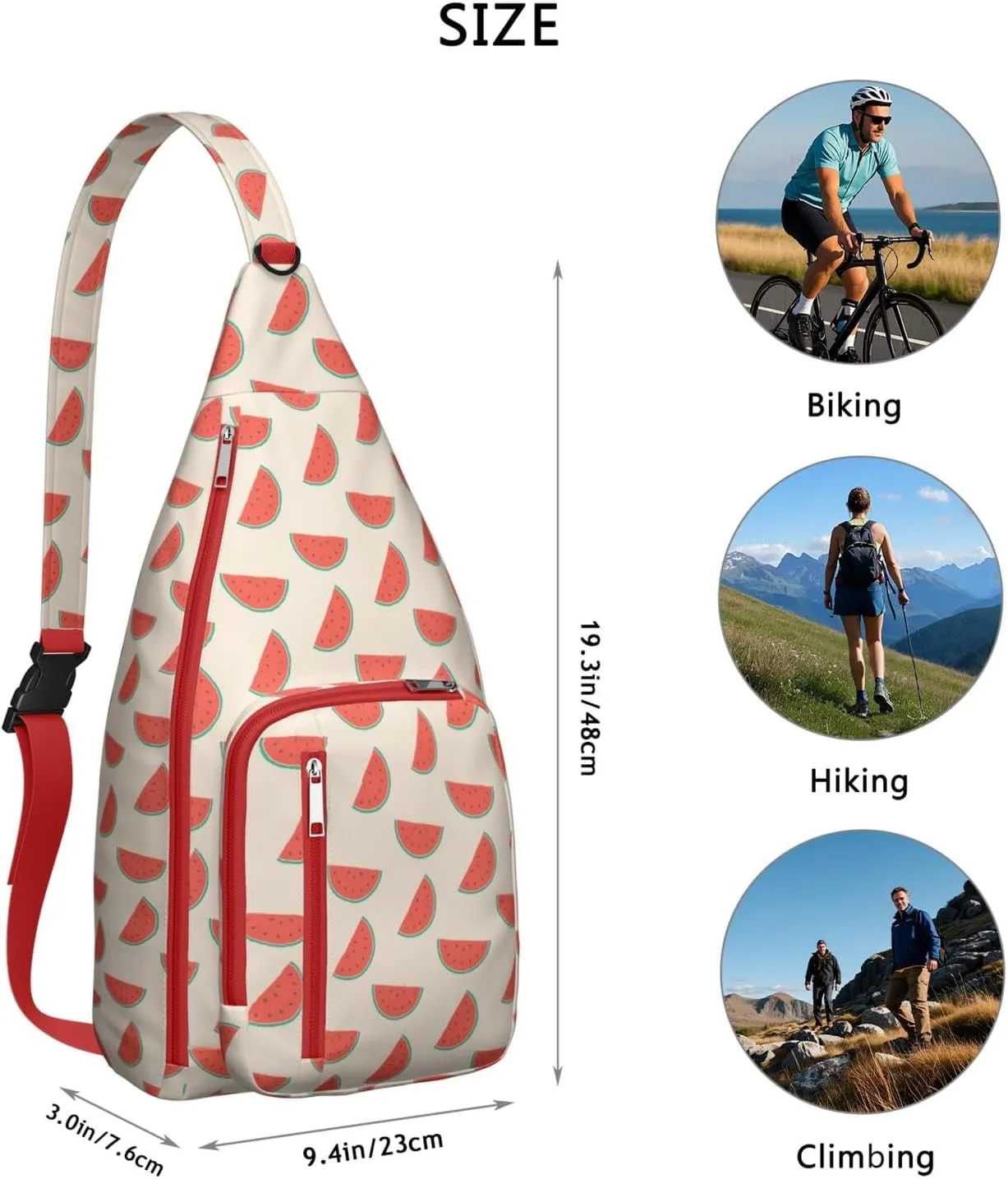 Shoulder Sling Crossbody Casual Chest Bag For Travel Sports Running,Backpack for Men & Women Lightweight Sports BagCrossbody Concealed Carry,Watermelon Shoulder Bag Waterproof Chest Bag