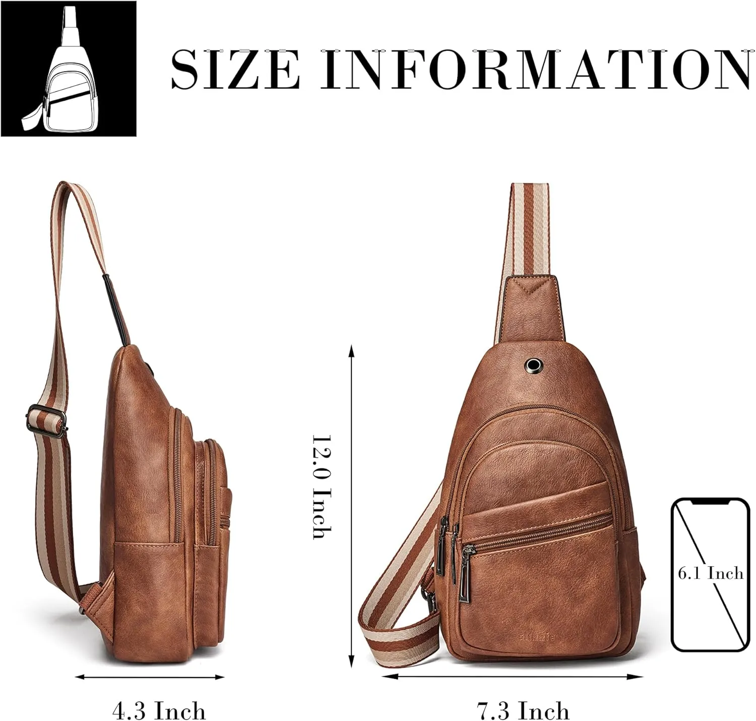 Shrrie Women's Sling Bag, Crossbody Bag, Vegan Leather Fanny Pack, Small Travel Purse, Chest Waist Bag, For Daily Use