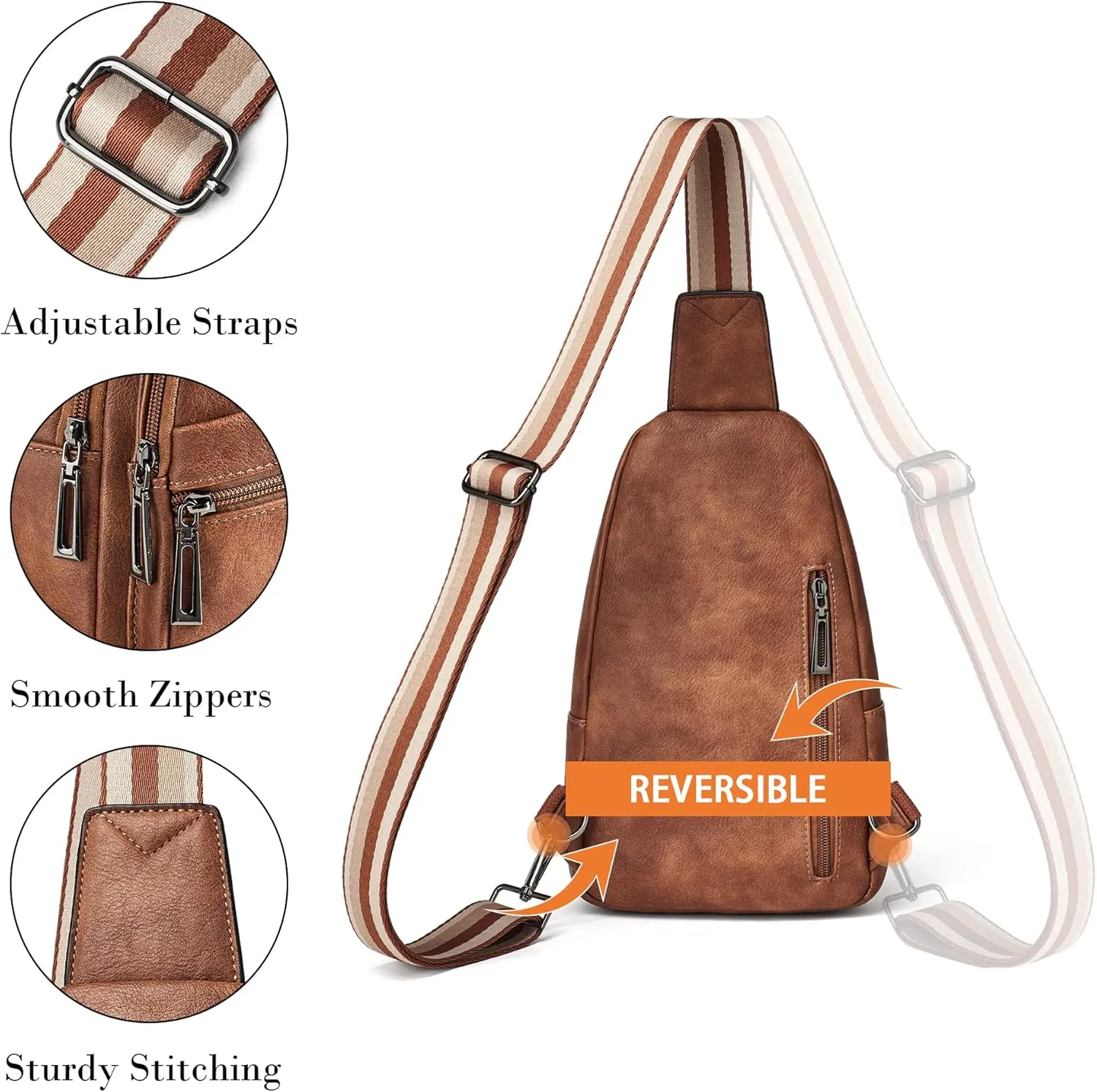 Shrrie Women's Sling Bag, Crossbody Bag, Vegan Leather Fanny Pack, Small Travel Purse, Chest Waist Bag, For Daily Use