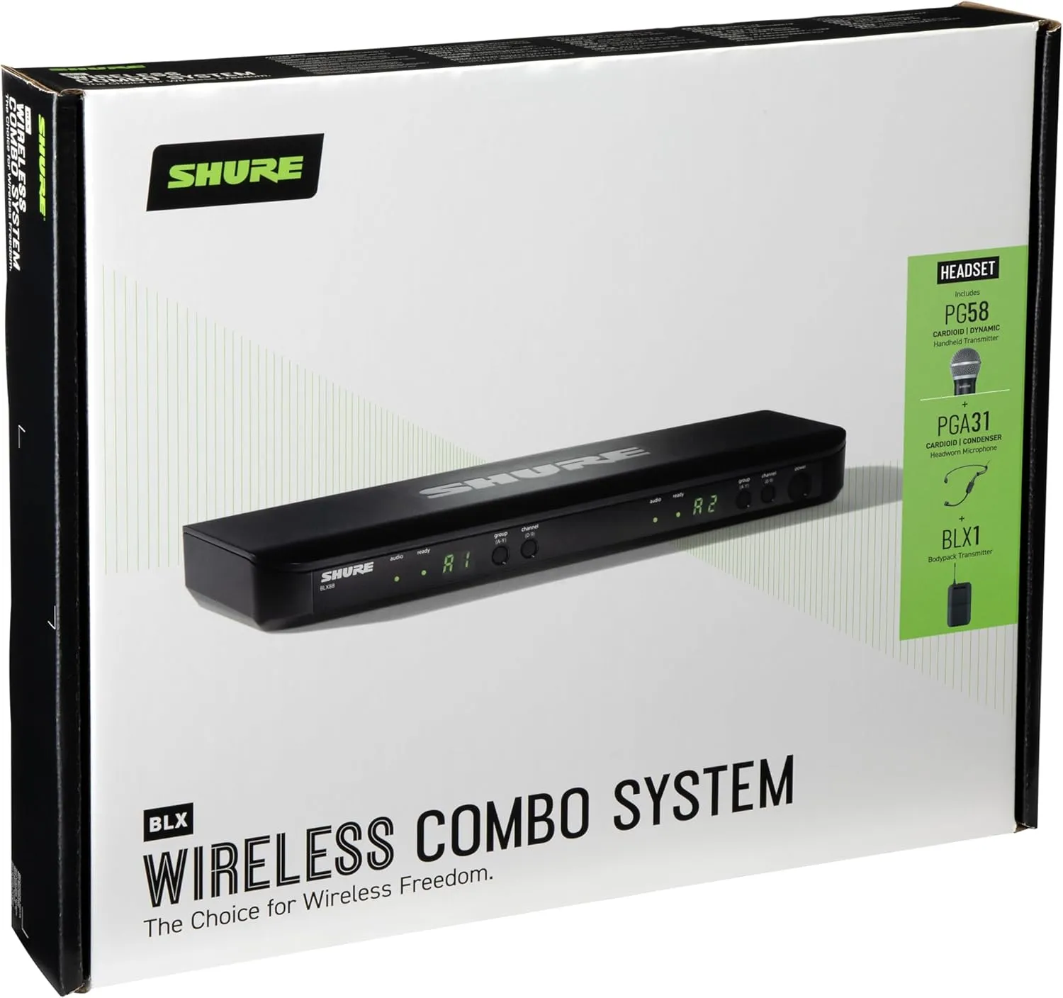 Shure BLX1288/P31 Wireless Microphone System - 14-Hour Battery Life, 300 ft Range, UHF | Includes Handheld & Headset Mics, Dual Channel Receiver | J11 Band (BLX1288/P31-J11)