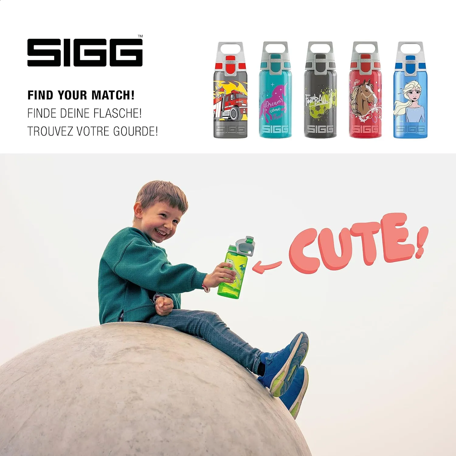 Sigg - Kids Water Bottle - Viva One Disney Cars - Suitable for Carbonated Beverages - Leakproof - Dishwasher Safe - BPA Free - Sports & Bike - Red - 0.5L