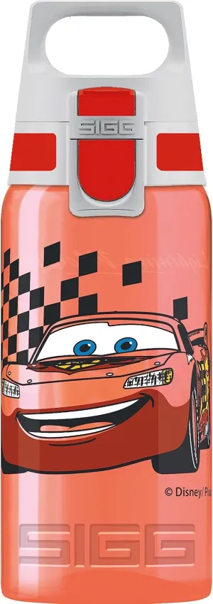 Sigg - Kids Water Bottle - Viva One Disney Cars - Suitable for Carbonated Beverages - Leakproof - Dishwasher Safe - BPA Free - Sports & Bike - Red - 0.5L