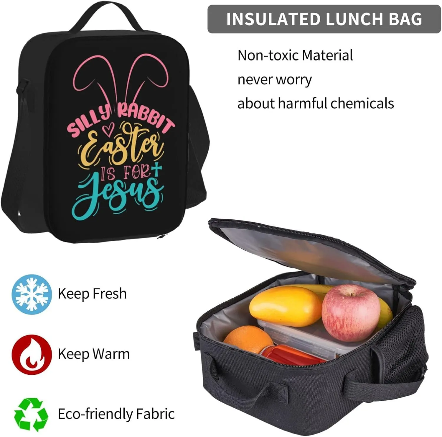 Silly Rabbit Easter Is For Jesus Multifunctional Pocket Backpack Crossbody Lunch Bag Pencil Case 3Pcs Set Large Capacity Backpack