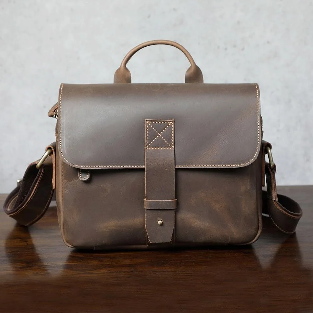 Single Shoulder Bun Top Layer Cowhide Briefcase Personality Crossbody Handbag