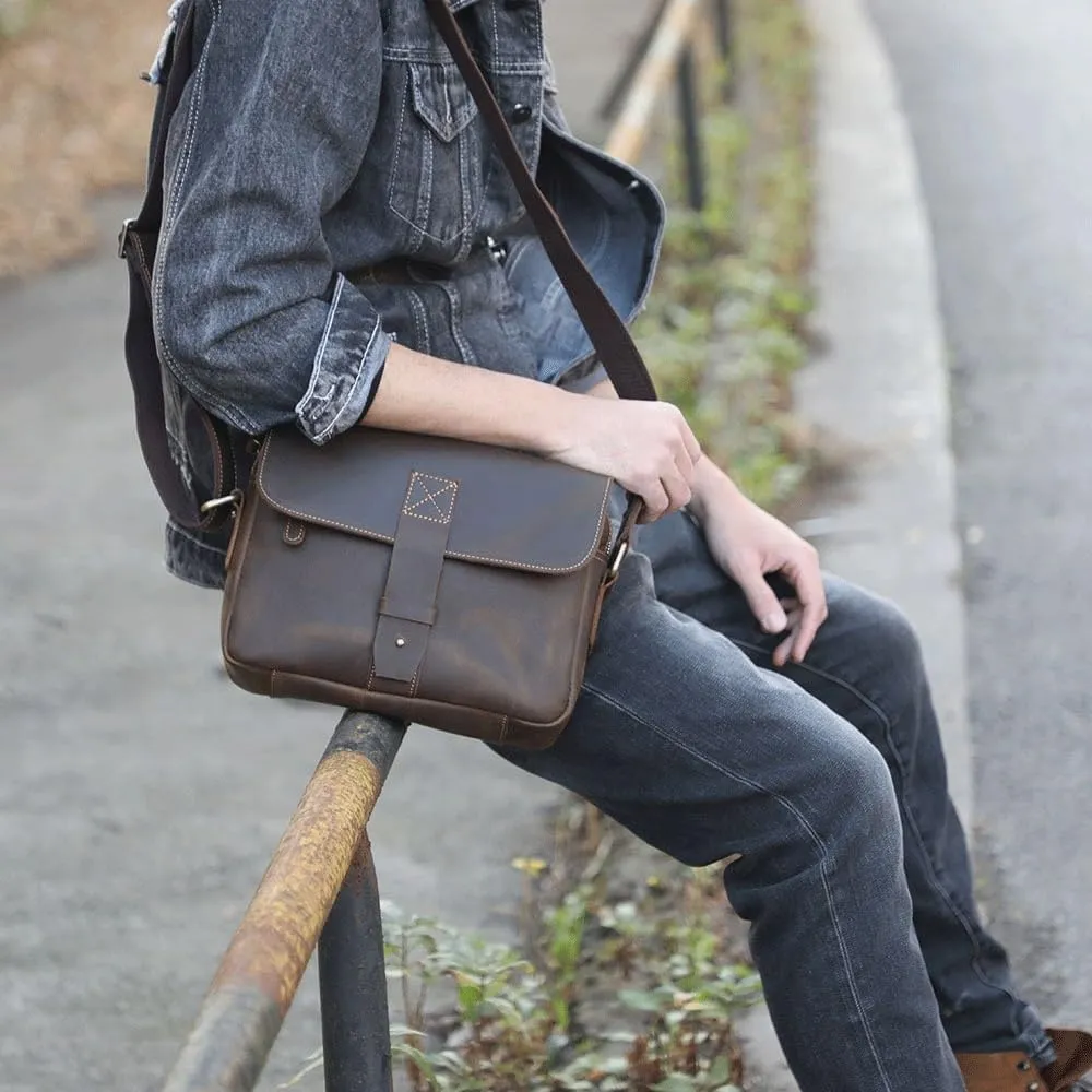 Single Shoulder Bun Top Layer Cowhide Briefcase Personality Crossbody Handbag