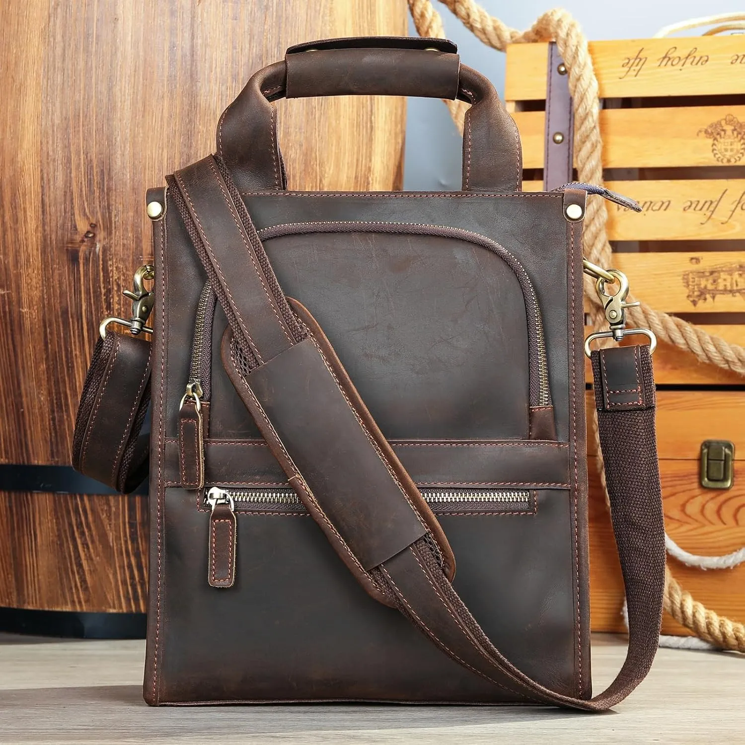 Single Shoulder Crossbody Bag Computer Bag Vintage Handbag for Women Office Workplace