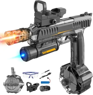 Skirfy Strongest Electric Water Pistol with 400 Ammos, Water Gun High Powered IP67 Waterproof Up to 32FT,Ideal for Outdoor Swimming Pool Beach Games-Black