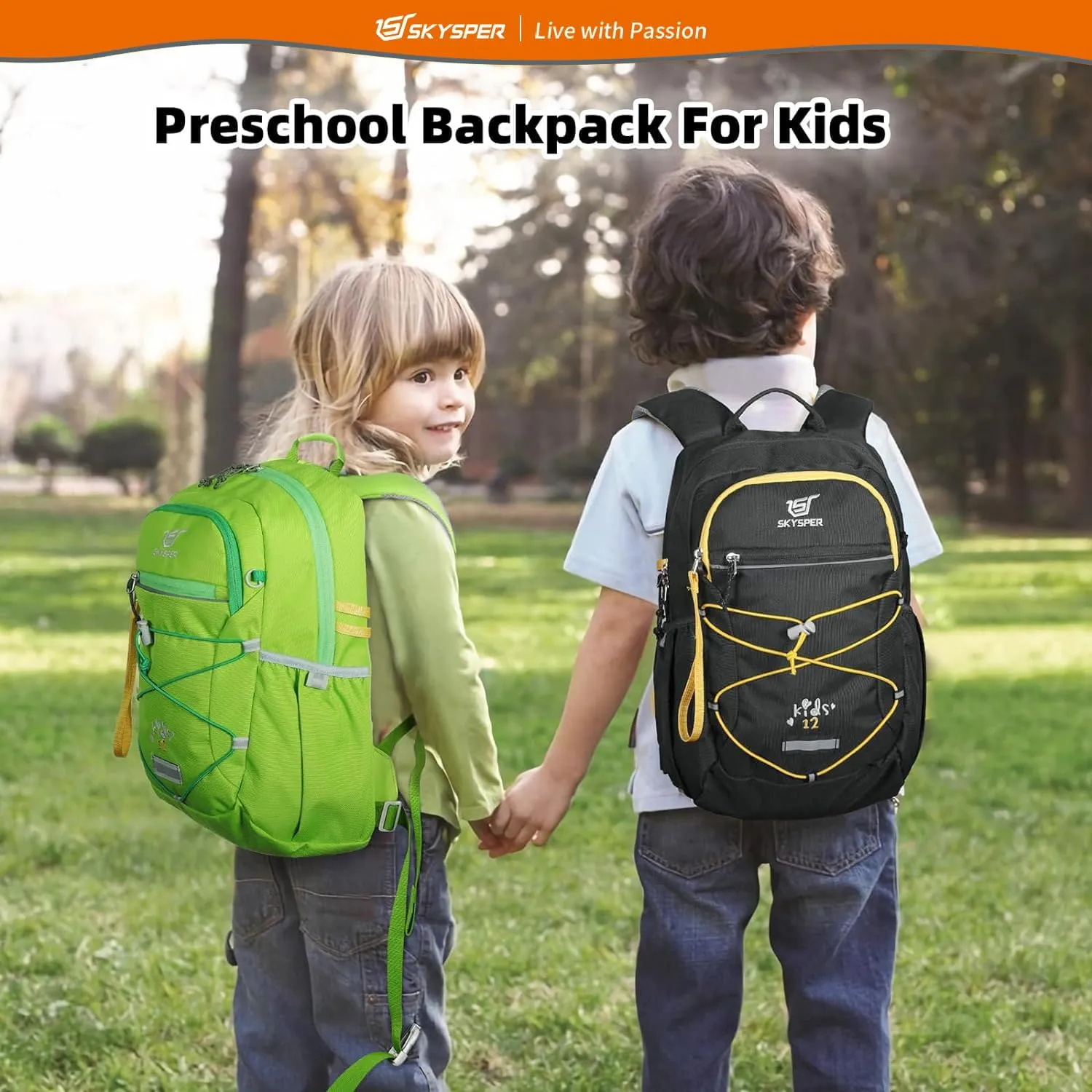 SKYSPER Kids Backpack 12L Children School Bag Child Boy Girl Pack Ages 4-8 for Traveling Day Trips Classes Camping(Black)