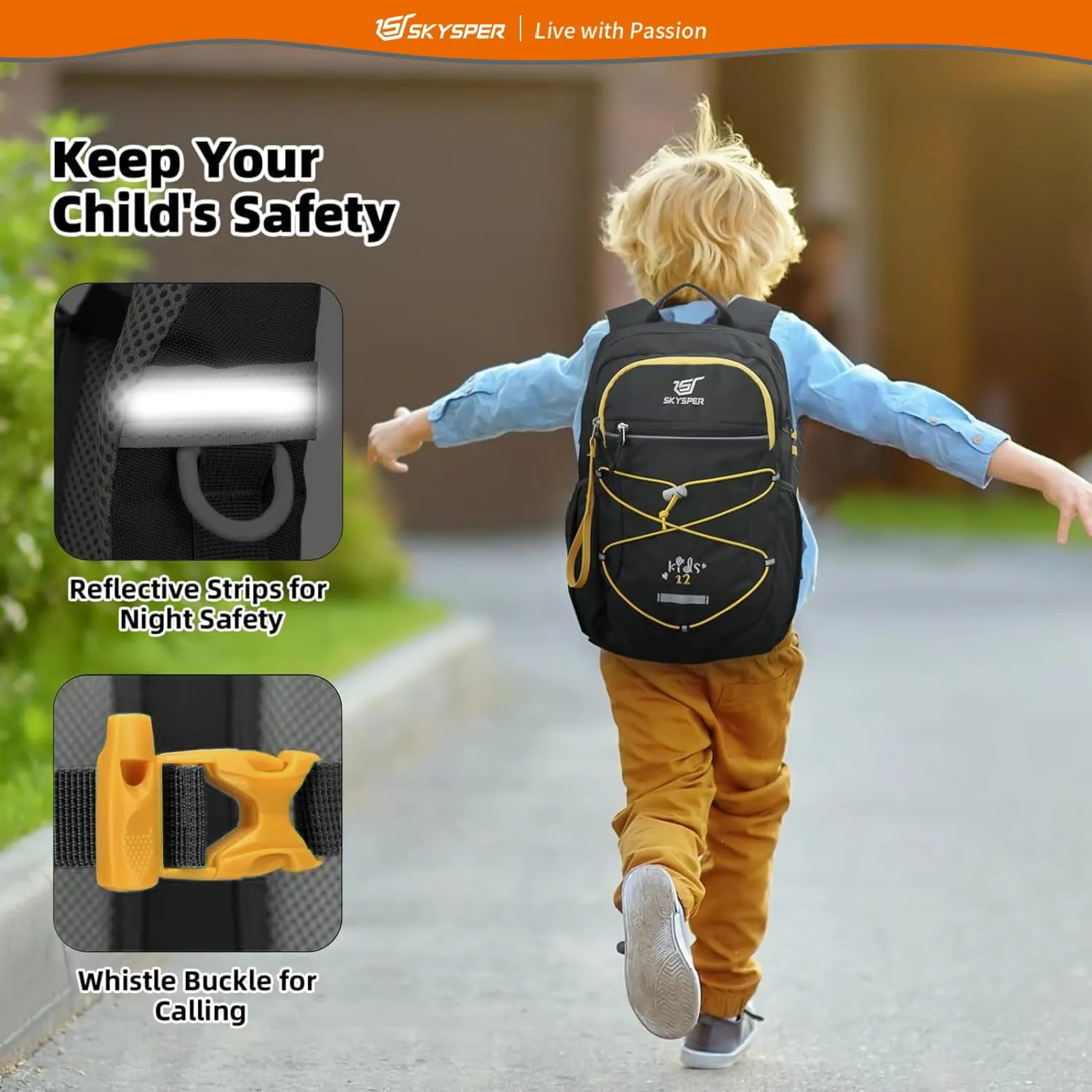 SKYSPER Kids Backpack 12L Children School Bag Child Boy Girl Pack Ages 4-8 for Traveling Day Trips Classes Camping(Black)