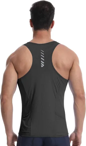 Sleeveless Cycling Jersey Men, Biking Base Layer Breathable and Lightweight with Back Pocket Sports Vest