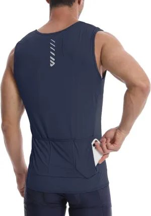 Sleeveless Cycling Jersey Men, Biking Base Layer Breathable and Lightweight with Back Pocket Sports Vest