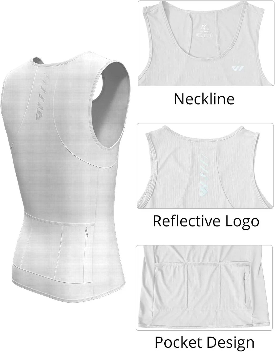 Sleeveless Cycling Jersey Men, Biking Base Layer Breathable and Lightweight with Back Pocket Sports Vest