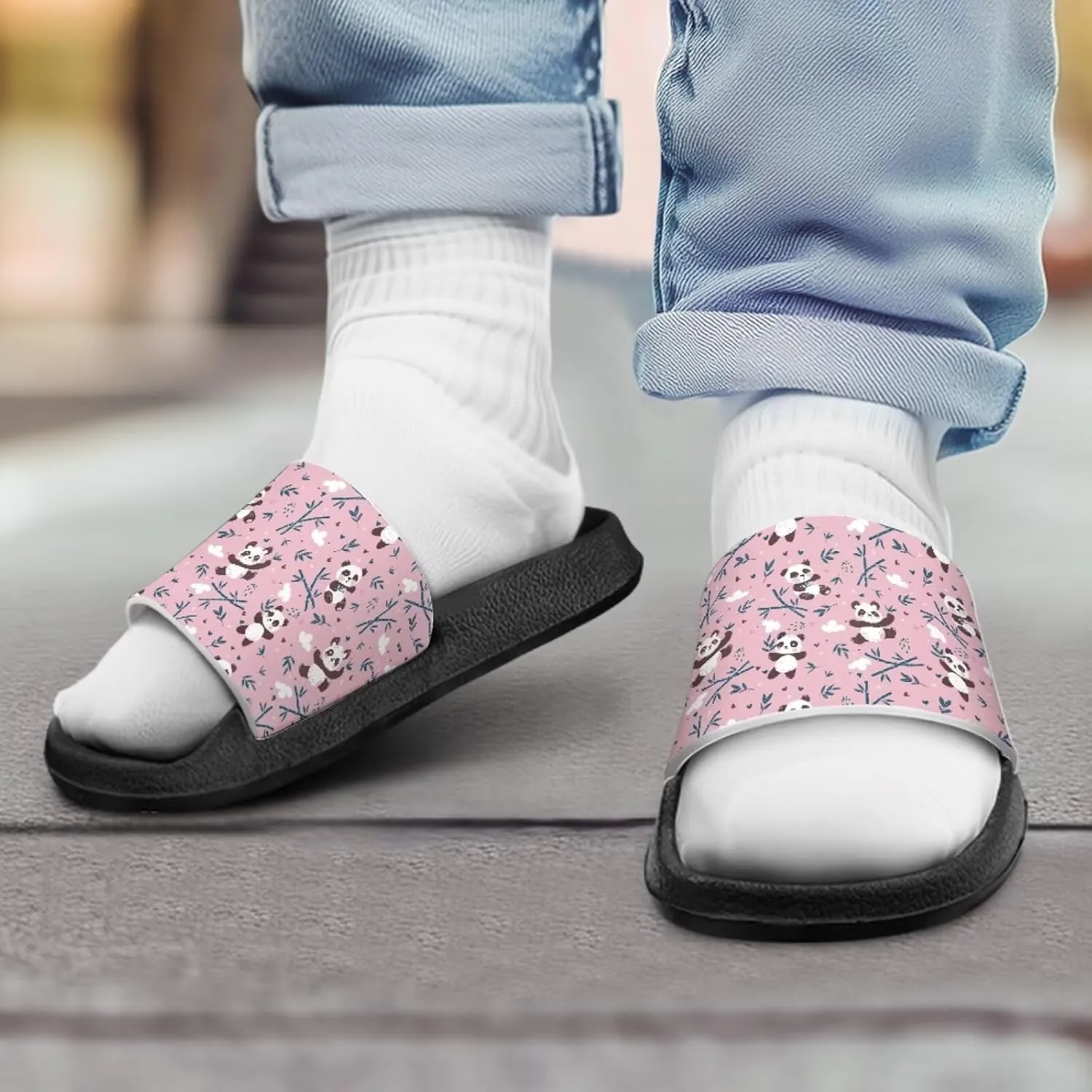 Slides for Kids, Toddler Slippers Shower Bathroom Non-Slip Open Toe Super Soft Comfy Boys Girls Home House Slide Sandals