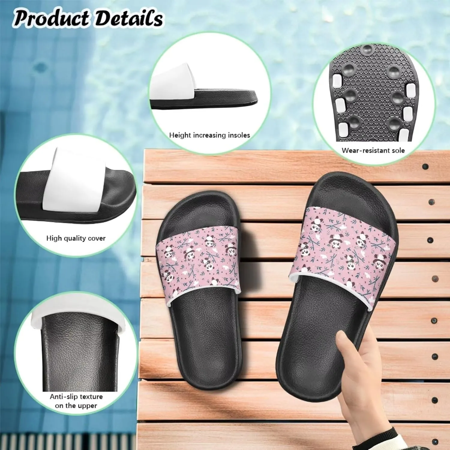 Slides for Kids, Toddler Slippers Shower Bathroom Non-Slip Open Toe Super Soft Comfy Boys Girls Home House Slide Sandals