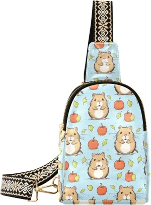 Sling Bag for Women Cartoon Guinea Pig Pattern Crossbody Bag Small Chest Bag Shoulder Bag Cell Phone Purse for Casual Travel Hiking Running Sports