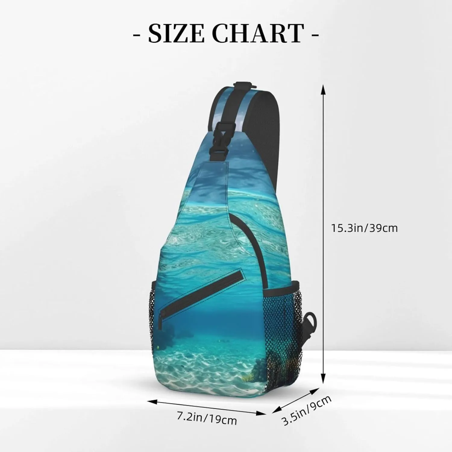 Sling Bag for Women Men Shoulder Bag Valley Chest Bag Travel Fanny Pack Lightweight Casual Daypack, Underwater View of Tropical Beach, One Size