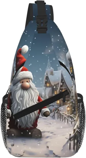 Sling Bag For Women Men Travel Hiking Backpack Crossbody Shoulder Chest Bags Christmas Snow Casual Daypack