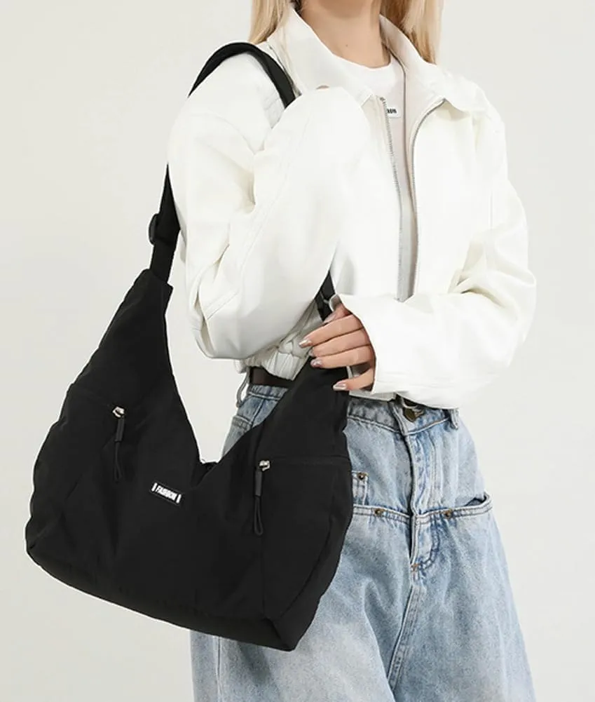 Slouchy Shoulder Bag for Women Casual Canvas Crossbody Tote Bag Large Working Handbag Dumpling Top Handle Purses