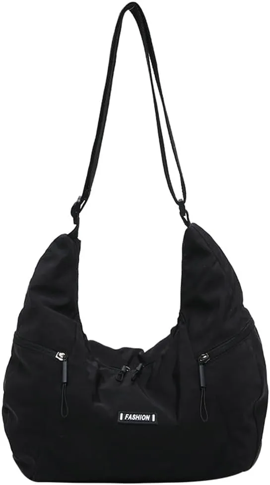 Slouchy Shoulder Bag for Women Casual Canvas Crossbody Tote Bag Large Working Handbag Dumpling Top Handle Purses