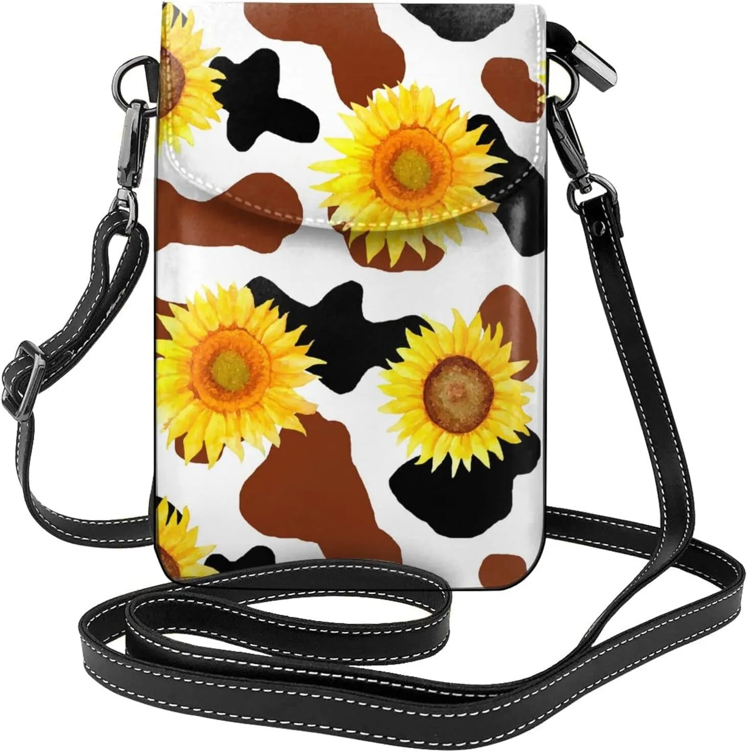 Small Crossbody Bag For Women,Leather Phone Purse Women'S Shoulder Handbags Wallet Purse -Elephant And Flowers
