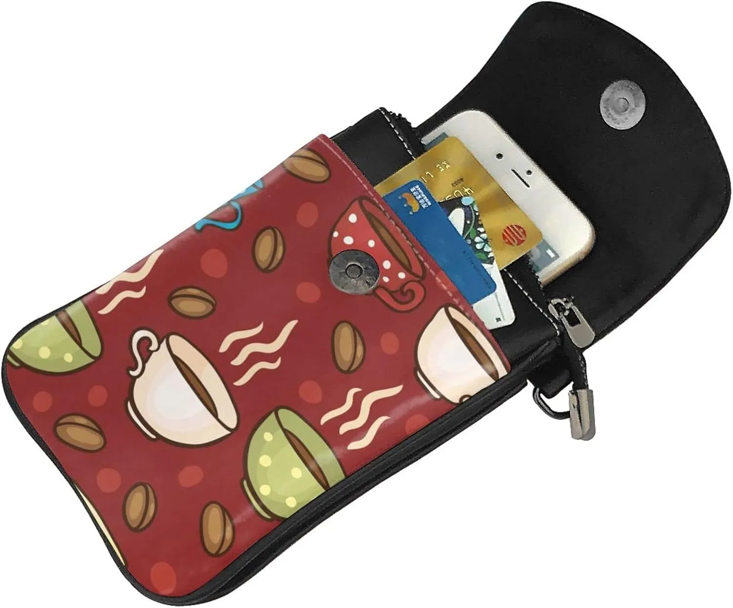 Small Crossbody Bag For Women,Leather Phone Purse Women'S Shoulder Handbags Wallet Purse -Elephant And Flowers