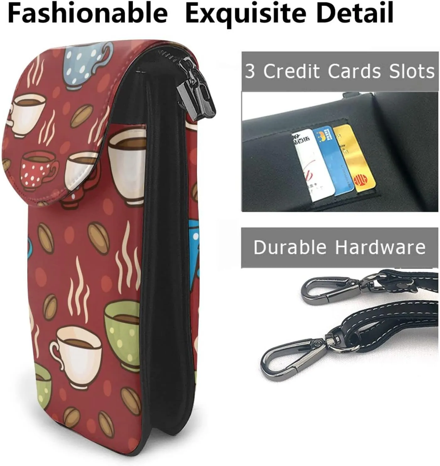 Small Crossbody Bag For Women,Leather Phone Purse Women'S Shoulder Handbags Wallet Purse -Elephant And Flowers