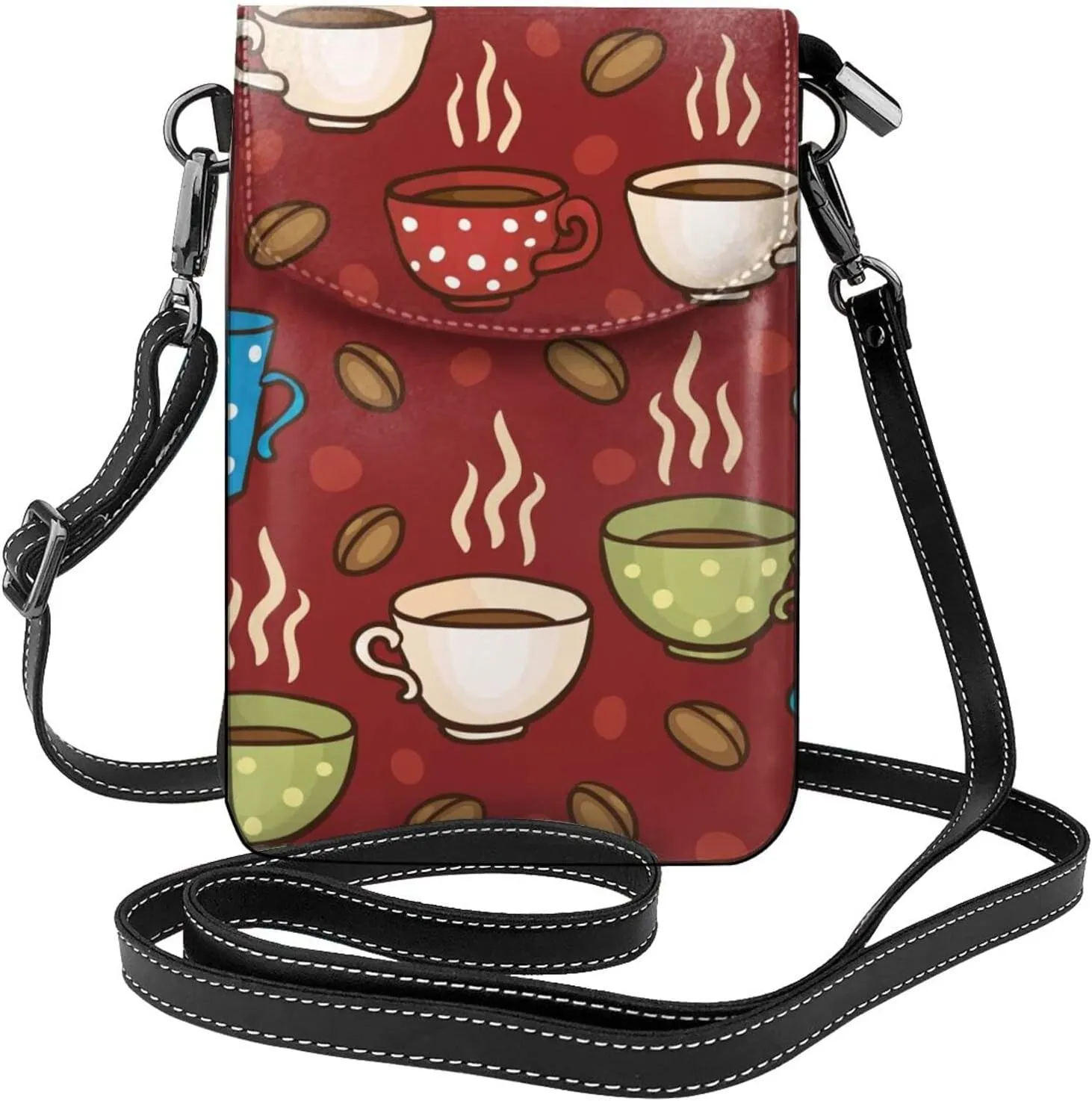 Small Crossbody Bag For Women,Leather Phone Purse Women'S Shoulder Handbags Wallet Purse -Elephant And Flowers