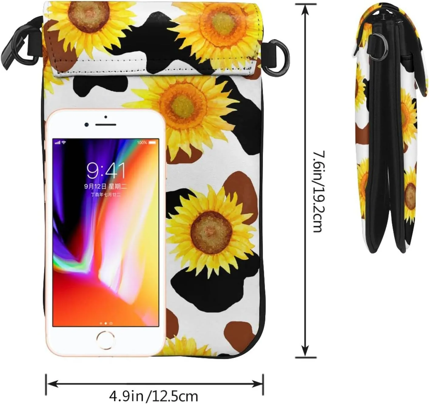 Small Crossbody Bag For Women,Leather Phone Purse Women'S Shoulder Handbags Wallet Purse -Elephant And Flowers