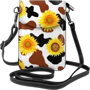 Small Crossbody Bag For Women,Leather Phone Purse Women'S Shoulder Handbags Wallet Purse -Elephant And Flowers