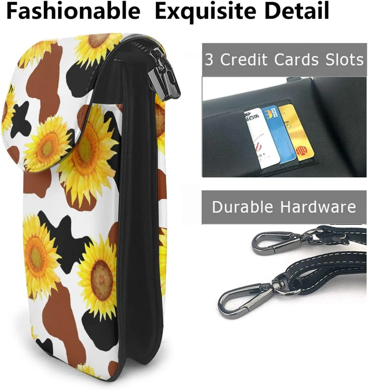 Small Crossbody Bag For Women,Leather Phone Purse Women'S Shoulder Handbags Wallet Purse -Elephant And Flowers