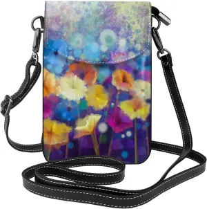 Small Crossbody Bag For Women,Leather Phone Purse Women'S Shoulder Handbags Wallet Purse -Sunflowers And Butterflies
