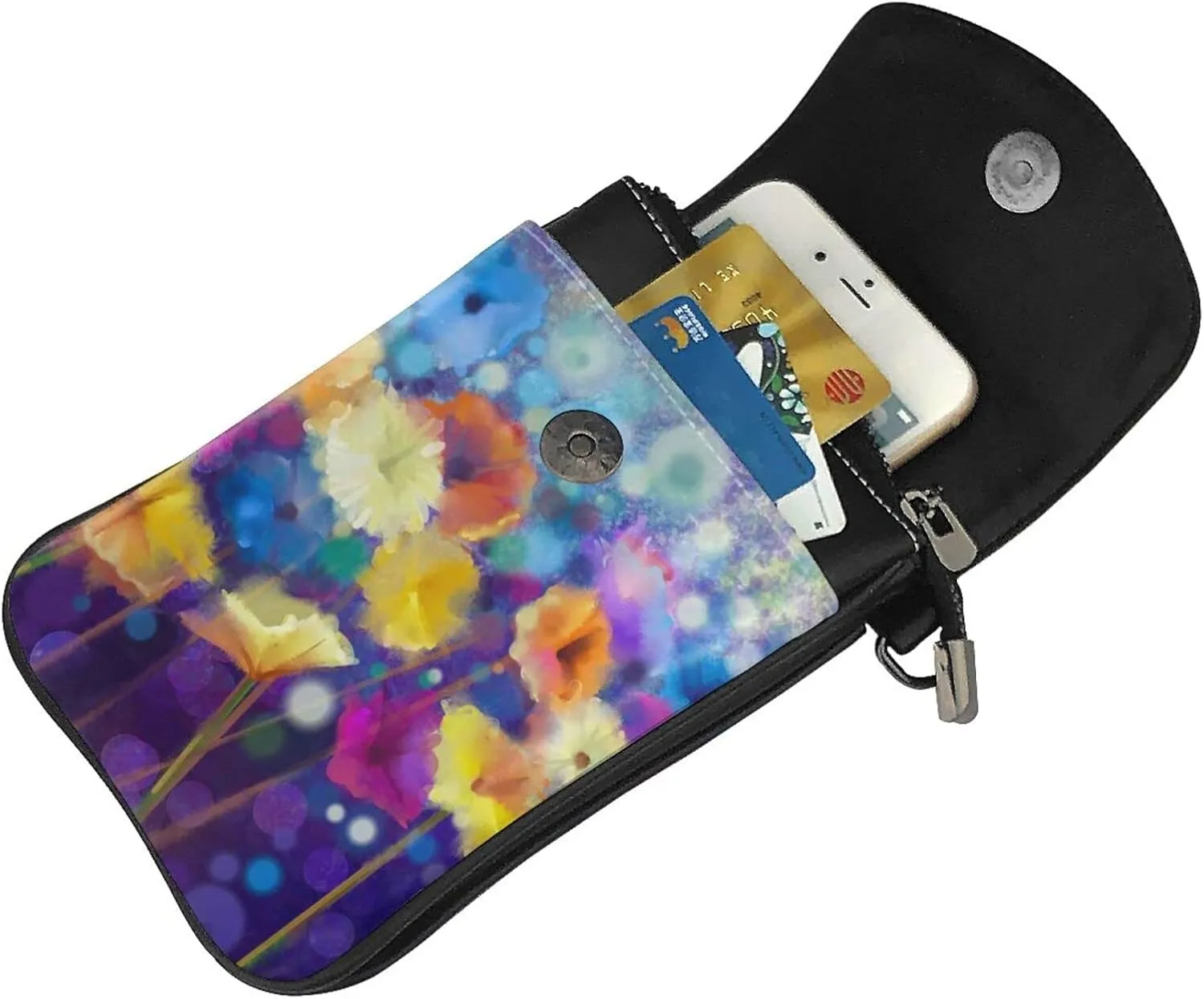Small Crossbody Bag For Women,Leather Phone Purse Women'S Shoulder Handbags Wallet Purse -Sunflowers And Butterflies