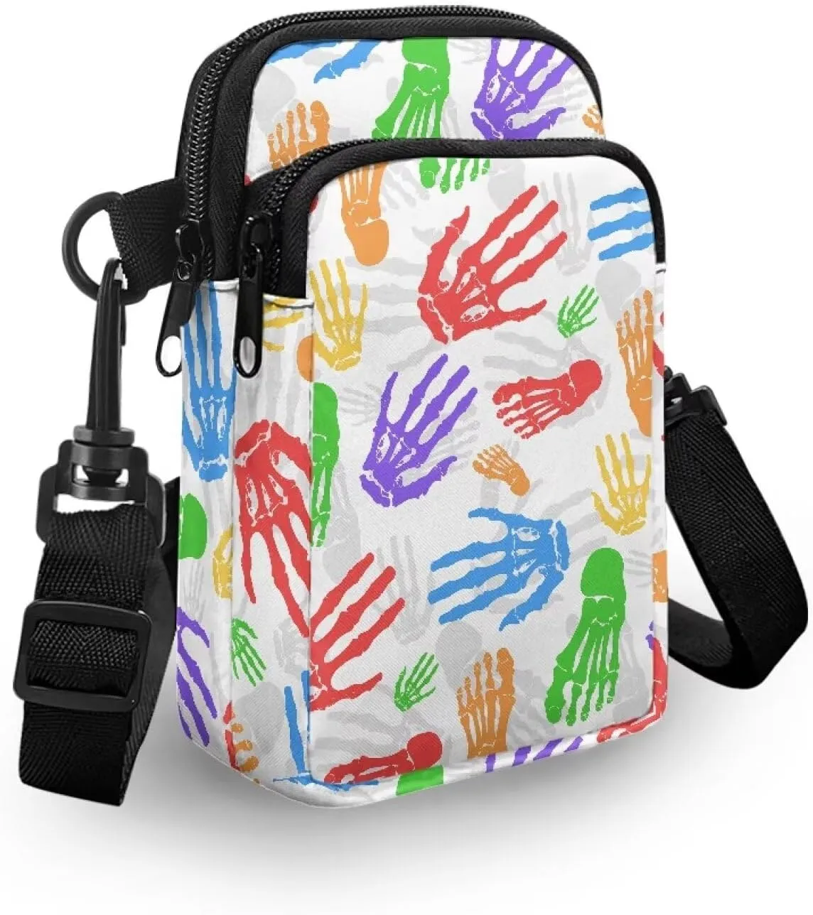 Small Crossbody Phone Wallet Bag, Tropical Flower Leaves Mini Shoulder Purse Belt Bag for Running, Hiking & Biking
