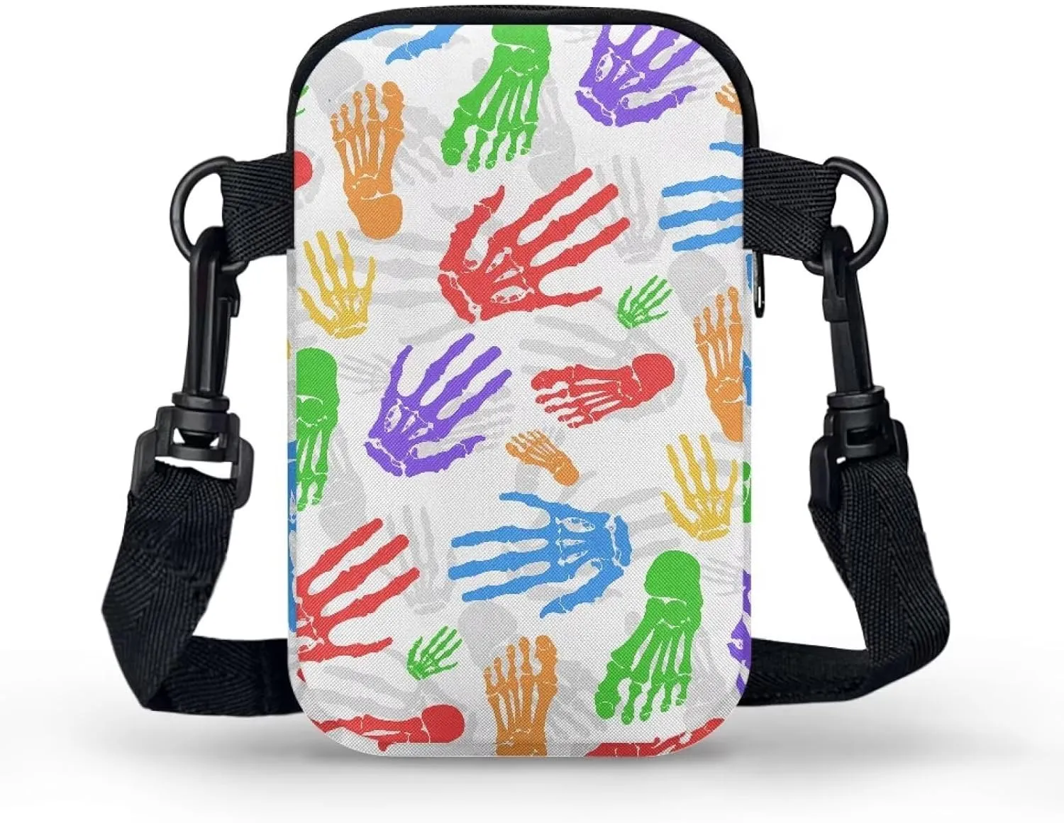 Small Crossbody Phone Wallet Bag, Tropical Flower Leaves Mini Shoulder Purse Belt Bag for Running, Hiking & Biking