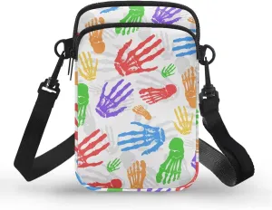 Small Crossbody Phone Wallet Bag, Tropical Flower Leaves Mini Shoulder Purse Belt Bag for Running, Hiking & Biking