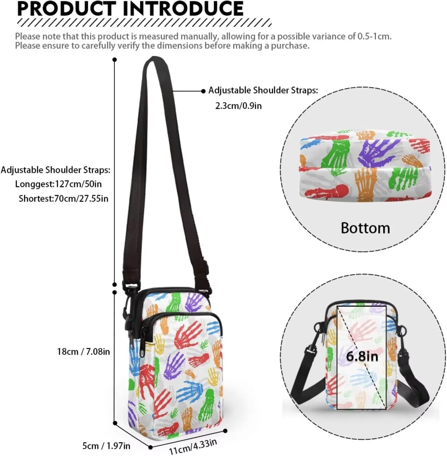 Small Crossbody Phone Wallet Bag, Tropical Flower Leaves Mini Shoulder Purse Belt Bag for Running, Hiking & Biking