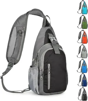 Small Crossbody Sling Backpack Hiking Daypack, Lightweight Casual Shoulder Chest Bag Multiple Pockets Sports Outdoor Travel (Black)