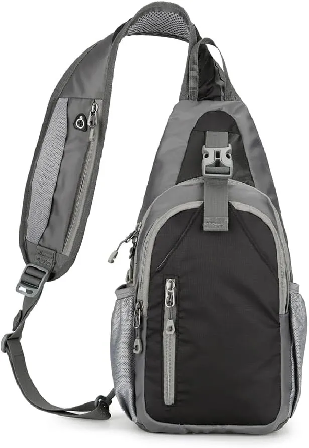 Small Crossbody Sling Backpack Hiking Daypack, Lightweight Casual Shoulder Chest Bag Multiple Pockets Sports Outdoor Travel (Black)